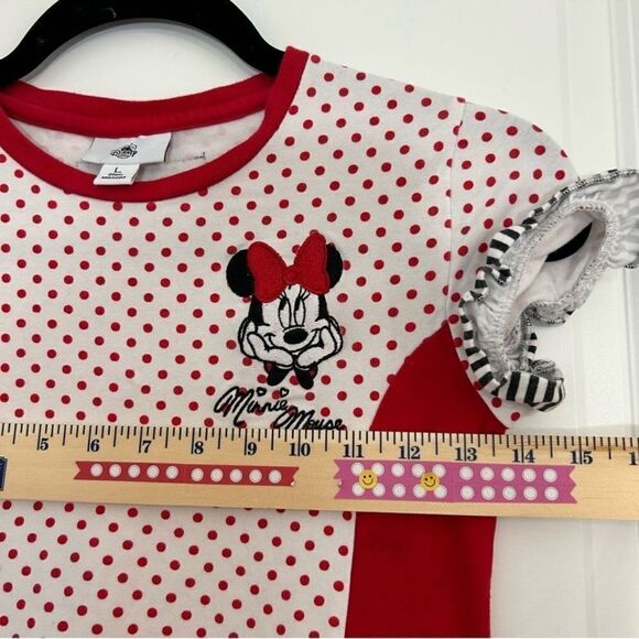 Disney Parks Minnie Mouse Girls Large Red Polka Dot Ruffle A-Line Twirl Dress - Picture 10 of 11